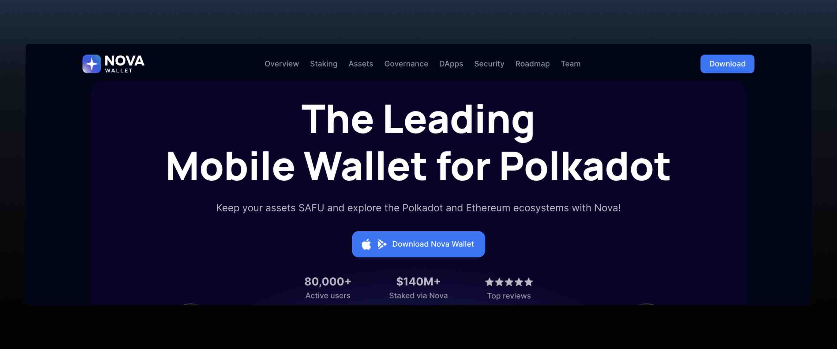 Nova Wallet Landing Page